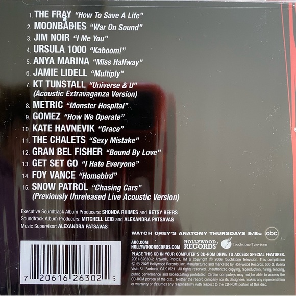 Grey’s Anatomy Original Soundtrack CD Volume 2 NEW Never Opened - Picture 2 of 3